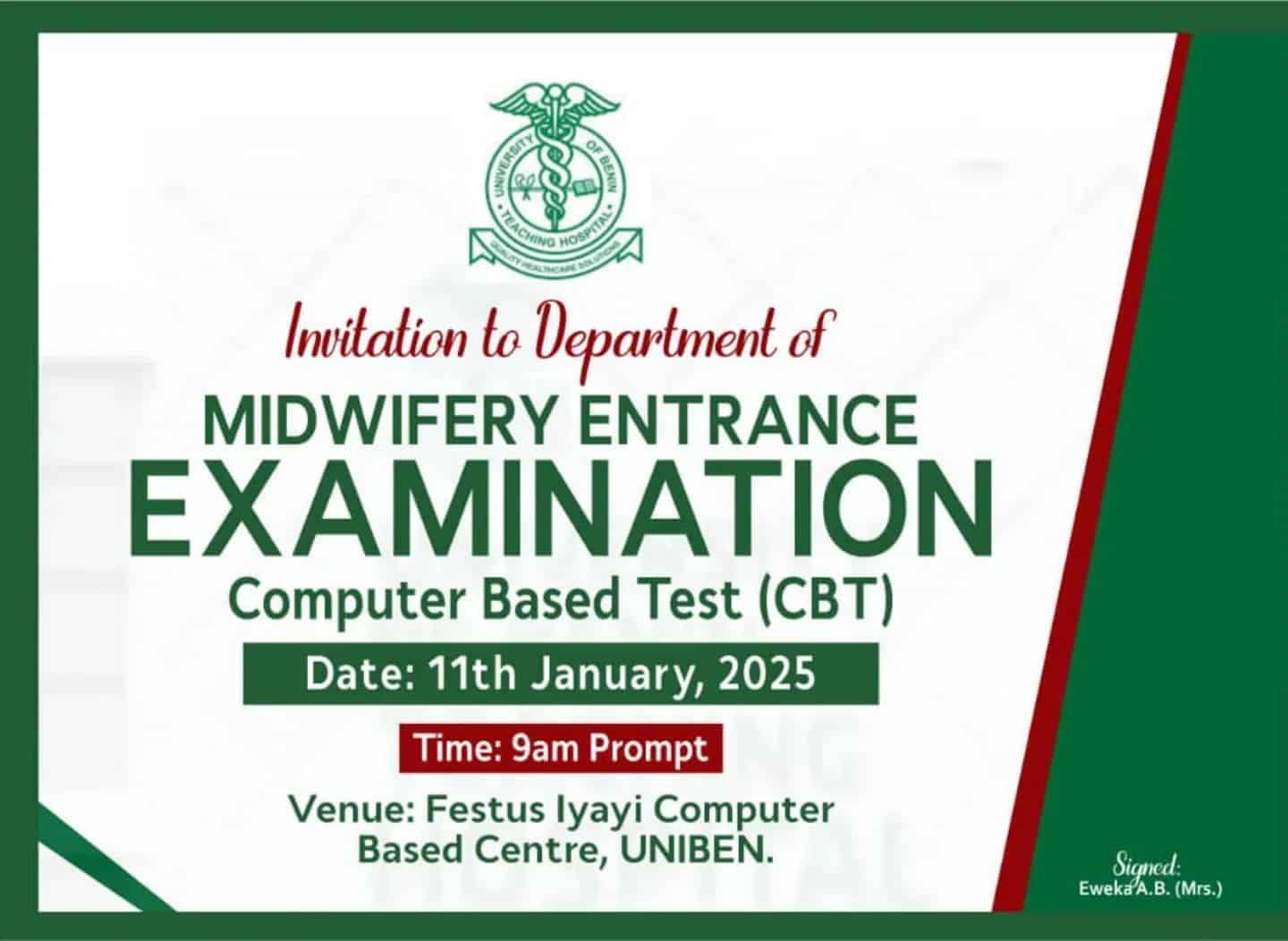 UBTH Midwifery Programme Entrance Examination 2025 1 UBTH College of Nursing Sciences Announces Entrance Examination for Midwifery Programme