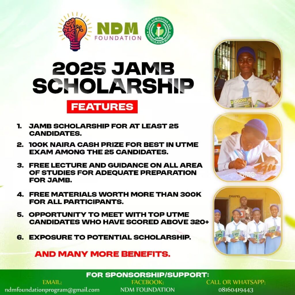 NDM Foundation 2025 JAMB Scholarship Programme 3 NDM Foundation 2025 JAMB Scholarship Programme