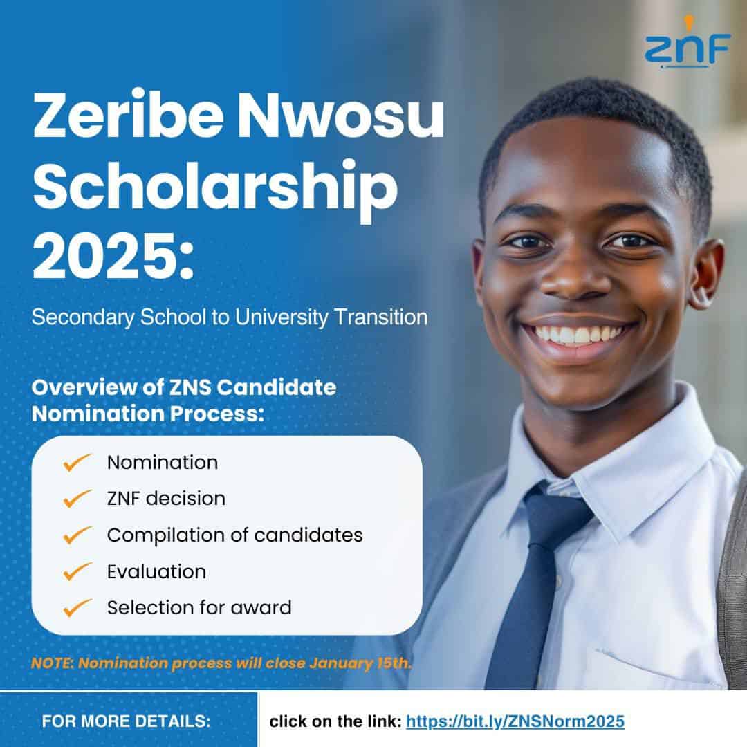 Zeribe Nwosu Scholarship 2025 for Secondary School Students 1 Volunteer for the Zeribe Nwosu Scholarship 2025 Nomination Process