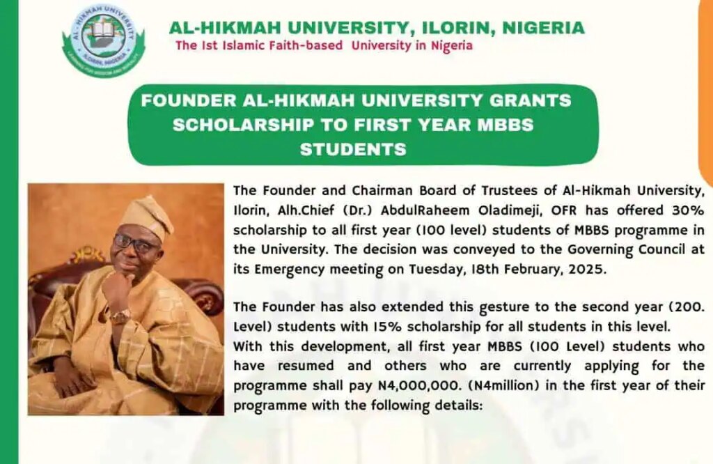 Founder Al-Hikmah University Grants Scholarship 2025 21 Founder Al-Hikmah University Grants Scholarship 2025