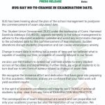 SAY NO TO CHANGE IN EXAMINATION DATE- SUG FEDPOFFA