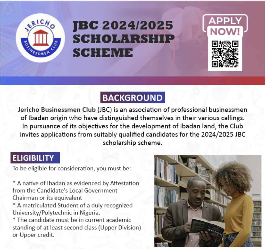 Jericho Businessmen Club Scholarship Scheme 2025 1 Apply for Jericho Businessmen Club (JBC) Scholarship 2025