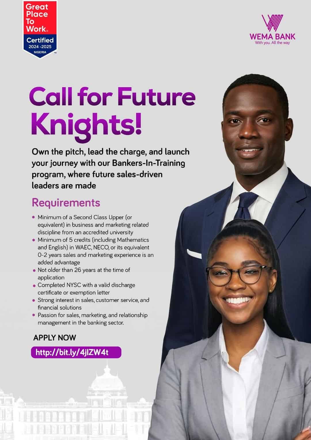 Wema Bank Plc Bankers in Training (BIT) Program 2025 2 Start a career in sales with Apply for Wema Bank Bankers in Training Programme 2025