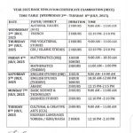 Lagos State BECE Time-Table