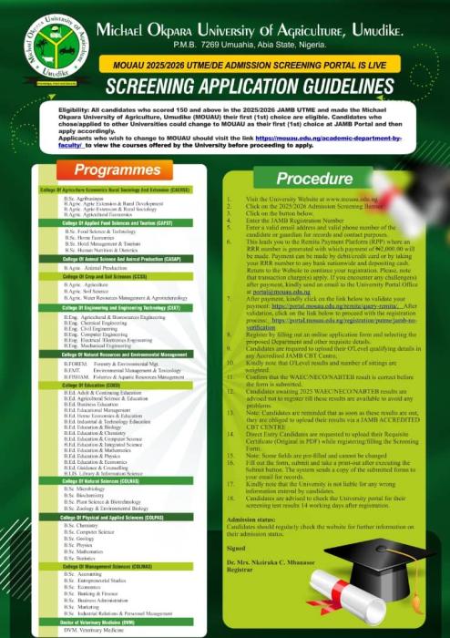 MOUAU Post-UTME/DE 2025: Cut-off mark, Eligibility and Registration Details 1 MOUAU Post-UTME/DE 2025: Cut-off mark, Eligibility and Registration Details