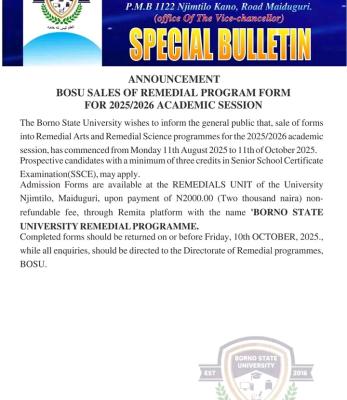 BOSU releases Remedial Admission form, 2025/2026 1 BOSU releases Remedial Admission form, 2025/2026